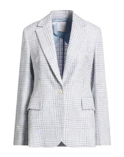 Eleventy Woman Blazer Sky Blue Size 2 Viscose, Wool, Linen