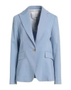 Eleventy Woman Blazer Sky Blue Size 6 Cotton, Viscose, Elastane In Blue
