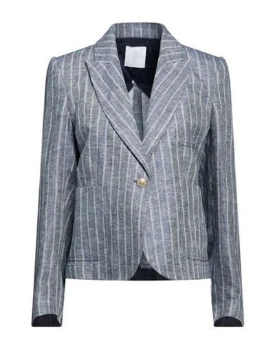 Eleventy Woman Blazer Slate Blue Size 2 Hemp, Linen In Gray