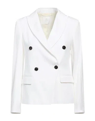 Eleventy Woman Blazer White Size 2 Cotton, Linen