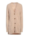 Eleventy Woman Cardigan Beige Size L Alpaca Wool, Mohair Wool, Polyamide, Wool, Elastane In Beige