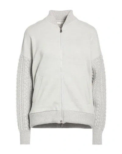 Eleventy Woman Cardigan Light Grey Size L Wool, Lyocell, Cotton, Polyamide, Synthetic Fibers In Gray