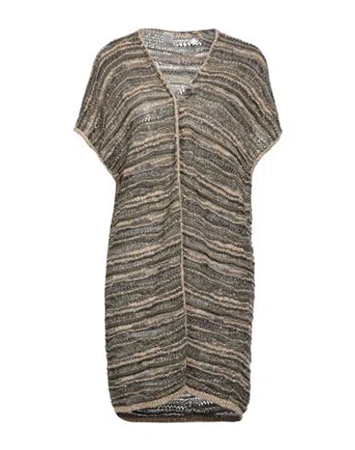Eleventy Woman Cardigan Military Green Size S Linen, Cotton, Polyester, Polyamide, Metallic Fiber