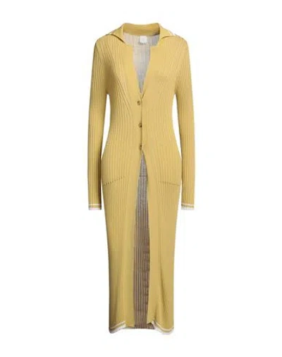 Eleventy Woman Cardigan Yellow Size L Viscose, Polyamide