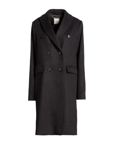 Eleventy Woman Coat Charcoal Size 8 Wool In Black