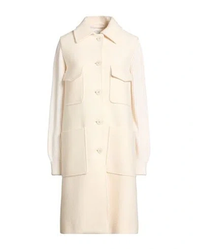 Eleventy Woman Coat Cream Size 2 Wool In White