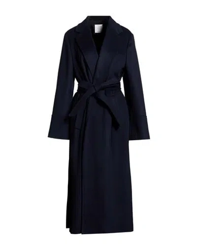 Eleventy Woman Coat Navy Size 6 Wool In Blue