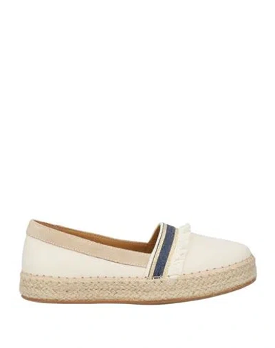 Eleventy Woman Espadrilles Ivory Size 7 Textile Fibers, Leather In White