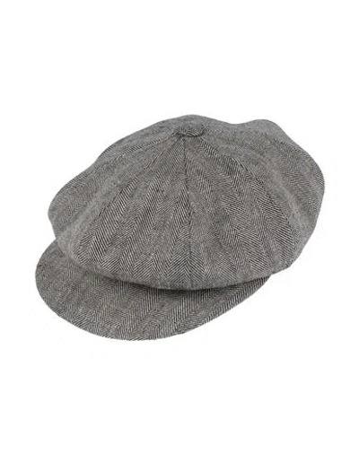 Eleventy Woman Hat Black Size 7 ⅛ Linen In Gray