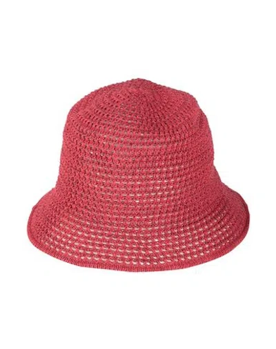 Eleventy Woman Hat Burgundy Size 7 Cotton, Polyamide In Red