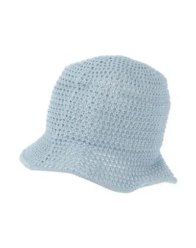 Eleventy Woman Hat Sky Blue Size 7 Cotton, Polyamide