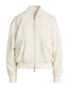 Eleventy Wool-blend Tweed Bomber Jacket In White