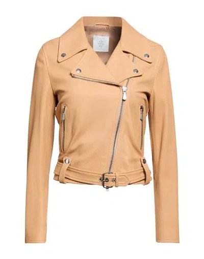 Eleventy Woman Jacket Camel Size 2 Sheepskin In Brown