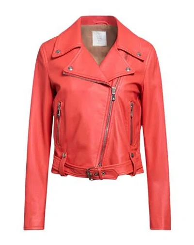 Eleventy Woman Jacket Coral Size 2 Sheepskin In Pink