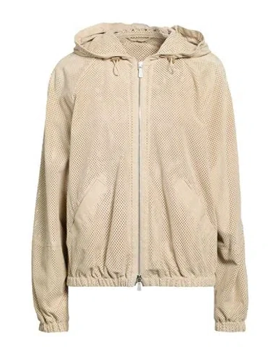 Eleventy Woman Jacket Sand Size 2 Lambskin In Beige