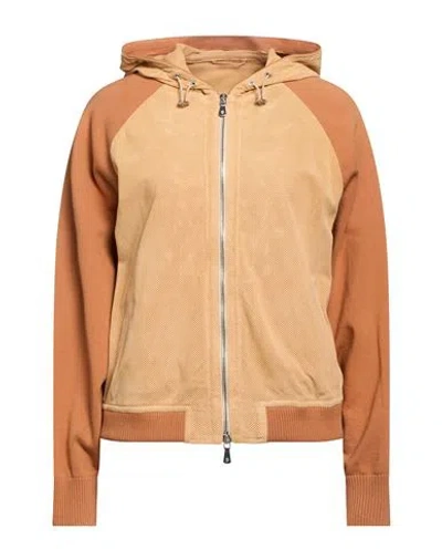 Eleventy Woman Jacket Sand Size 2 Sheepskin In Brown