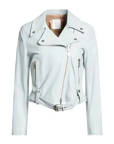 Eleventy Woman Jacket Sky Blue Size 2 Sheepskin