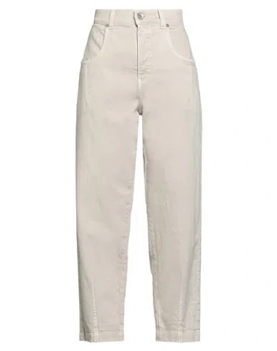 Eleventy Woman Jeans Beige Size 8 Cotton, Elastane In White
