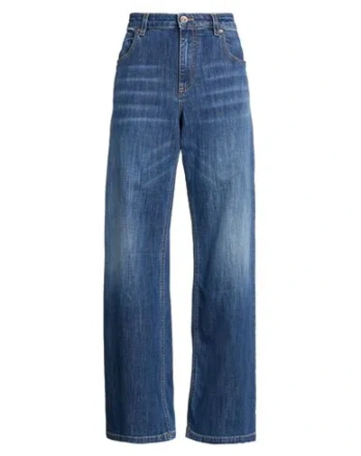 Eleventy Woman Jeans Blue Size 12 Cotton, Elastane