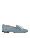 Eleventy Woman Loafers Sky Blue Size 8 Leather