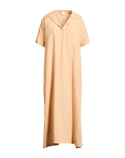 Eleventy Woman Maxi Dress Apricot Size 2 Linen In Orange