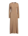 Eleventy Woman Maxi Dress Camel Size L Wool, Viscose, Cashmere