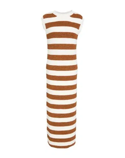 Eleventy Woman Maxi Dress Camel Size S Cotton, Linen, Polyester In Multi