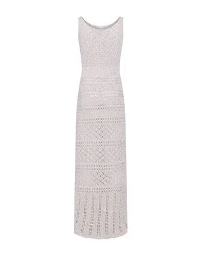 Eleventy Woman Maxi Dress Light Grey Size S Cotton, Polyamide, Polyester