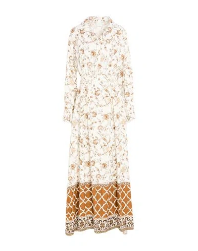Eleventy Woman Maxi Dress Off White Size 2 Linen In Multi