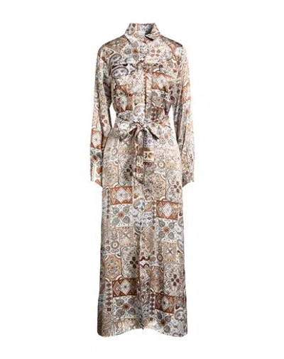 Eleventy Woman Maxi Dress Sand Size 2 Silk In Brown