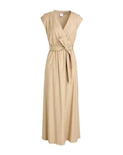 Eleventy Woman Maxi Dress Sand Size 2 Wool, Viscose, Elastane In Brown