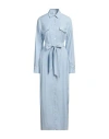 Eleventy Woman Maxi Dress Sky Blue Size 12 Wool, Viscose, Elastane In Blue