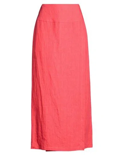 Eleventy Woman Maxi Skirt Coral Size 2 Linen In Red