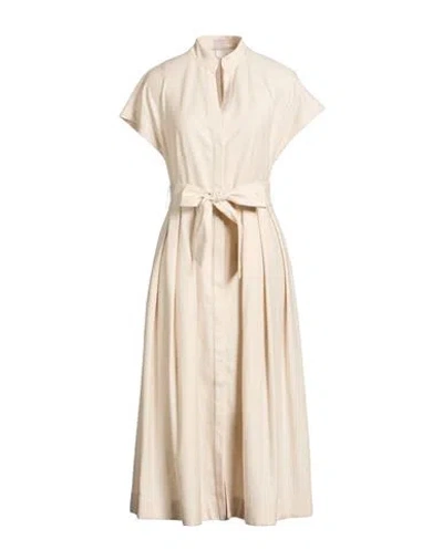 Eleventy Woman Midi Dress Beige Size 0 Wool, Metal Fiber In Nude