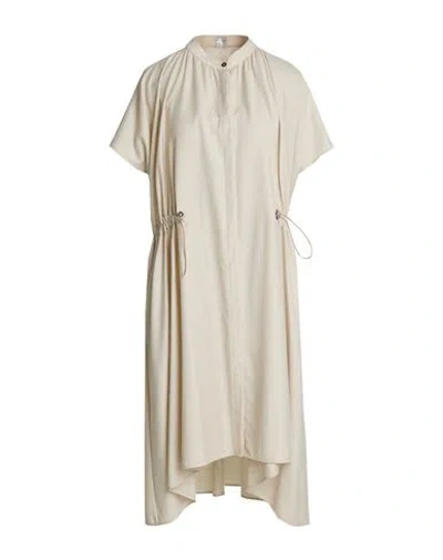 Eleventy Woman Midi Dress Beige Size 4 Wool, Metallic Fiber, Polyamide