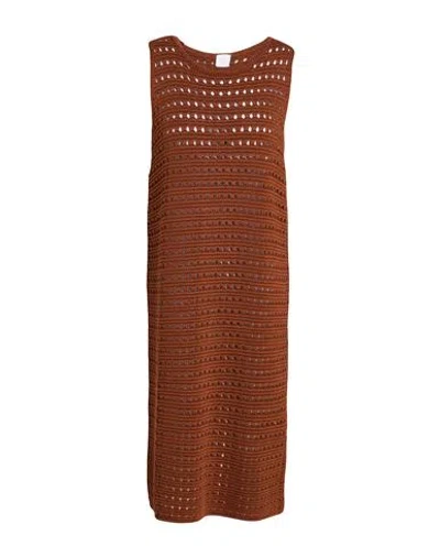 Eleventy Woman Midi Dress Brown Size S Cotton