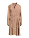 Eleventy Woman Midi Dress Camel Size 6 Triacetate, Polyester In Beige