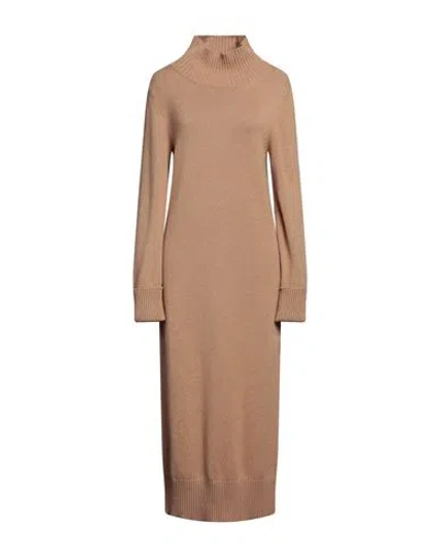 Eleventy Woman Midi Dress Camel Size M Cashmere In Beige