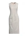 Eleventy Woman Midi Dress Ivory Size 2 Wool, Polyamide In White