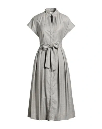 Eleventy Woman Midi Dress Light Grey Size 6 Wool, Metal Fiber In Gray