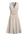 Eleventy Woman Midi Dress Sand Size 2 Polyester In Neutral