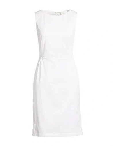 Eleventy Woman Midi Dress White Size 2 Cotton, Elastane