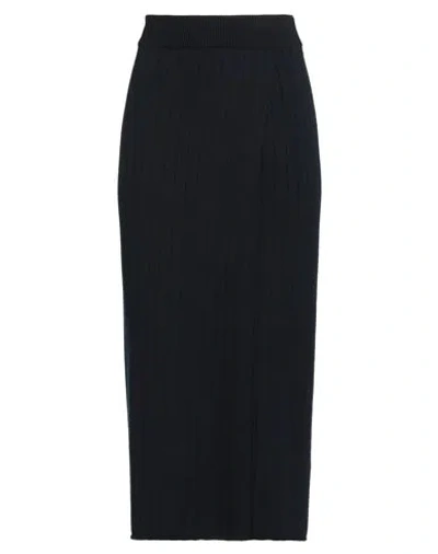 Eleventy Woman Midi Skirt Midnight Blue Size M Wool, Cashmere
