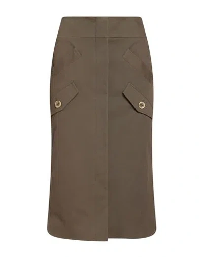 Eleventy Woman Midi Skirt Military Green Size 2 Cotton, Elastane