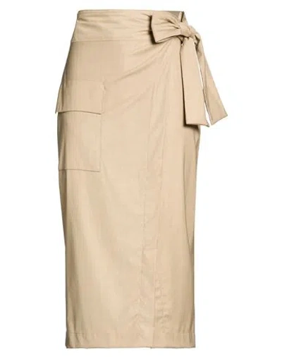 Eleventy Woman Midi Skirt Sand Size 2 Wool, Viscose, Elastane