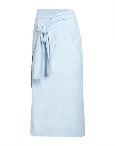 Eleventy Woman Midi Skirt Sky Blue Size 2 Wool, Viscose, Elastane