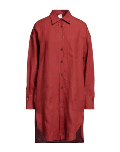 Eleventy Woman Mini Dress Rust Size 2 Linen In Red