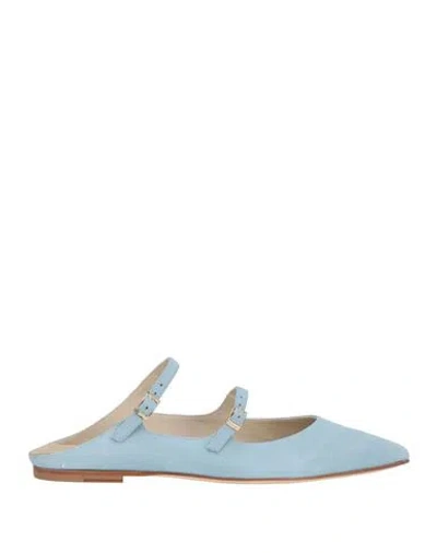 Eleventy Woman Mules & Clogs Sky Blue Size 9 Leather
