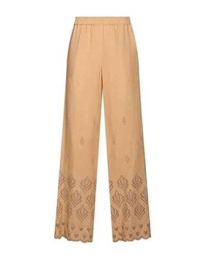 Eleventy Woman Pants Apricot Size 2 Linen In Orange