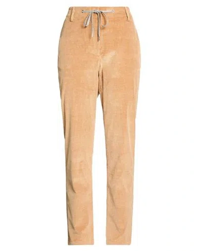Eleventy Woman Pants Camel Size 10 Cotton, Cashmere, Elastane In Brown